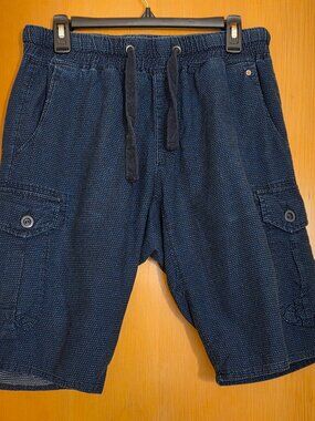 Jet Lag Cargo Shorts Mens XL Blue Pin Dot Cotton Drawstring Y2K Baggy Skater